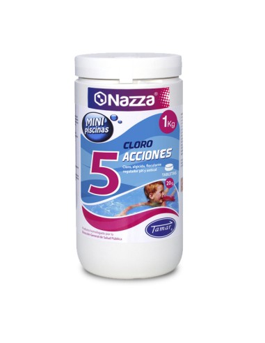Chlore 5 Actions pour mini-piscines 1 kg