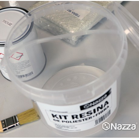 Kit resina de poliéster + peróxido + fibra de vidrio Nazza + paletina + guantes